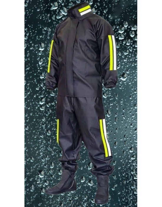 Premium otorcu Kurye Yağmurluk Takım u Geçirmez PVC Kumaş Reflektörlü TÜBİTAK Onaylı  iyah