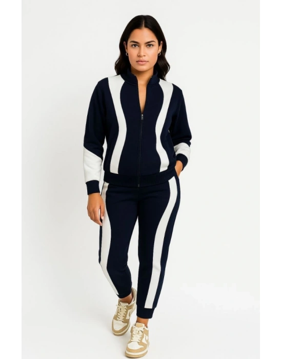 Premium Parçalı Eşofman Takım  Dik Yaka Fermuarlı weatshirt  iyah