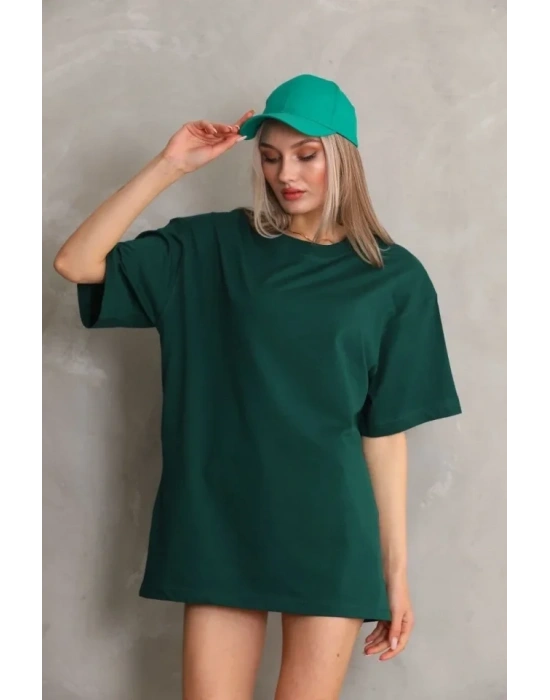 Regular Fit Tişört Bisiklet Yaka Yazlık Kısa Kol Basıc Thirt  Yeşil