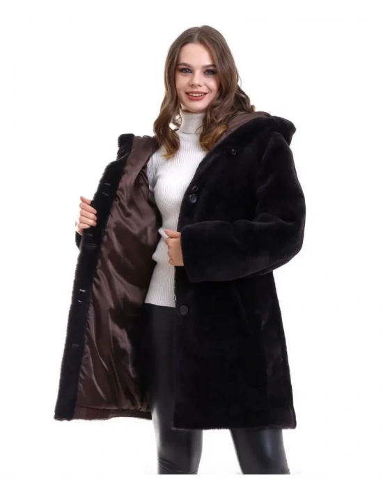 Reks Kapüşonlu Kaban  Siyah