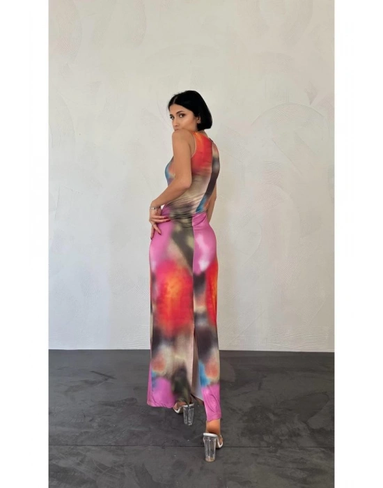 Renkli Batik Desenli Elbise