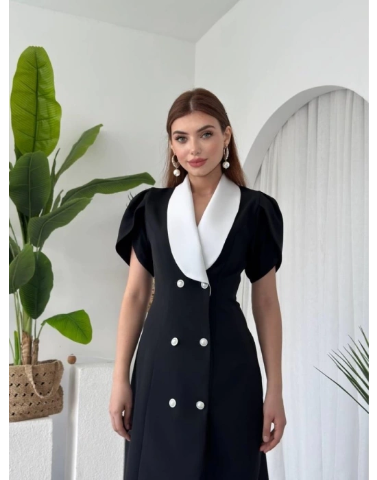 Reta Düğme Detaylı Elbise