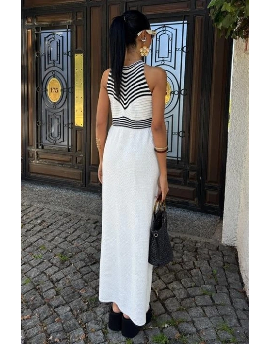 Roba Çizgili Uzun Triko Elbise 2858