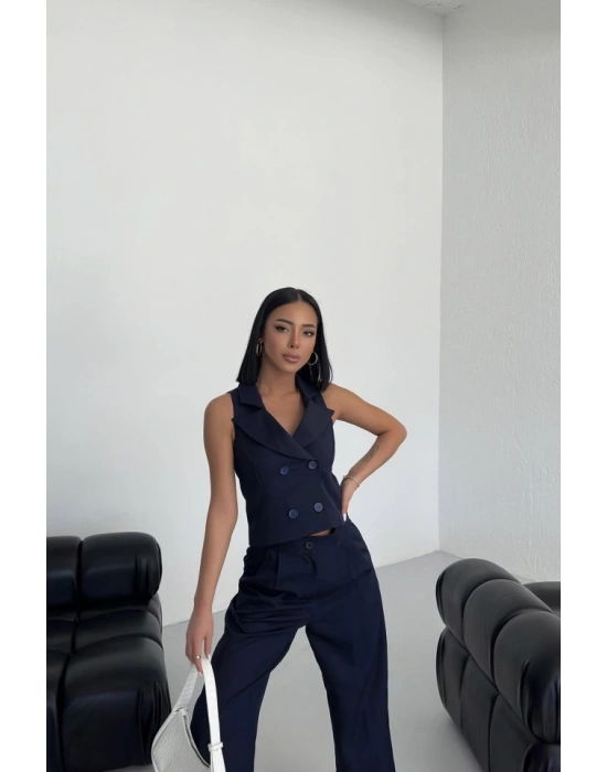 Şal Yaka Düğmeli̇ Yelek