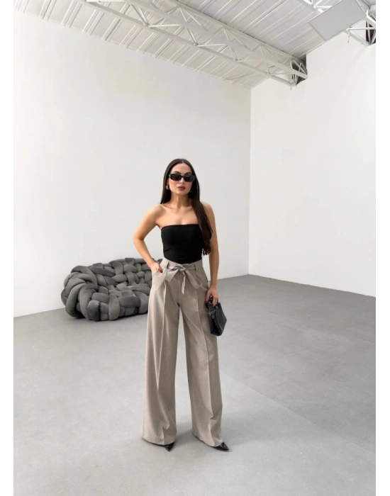 Sante Çi̇zgi̇li̇ Bel Kuşakli Palazzo Pantolon