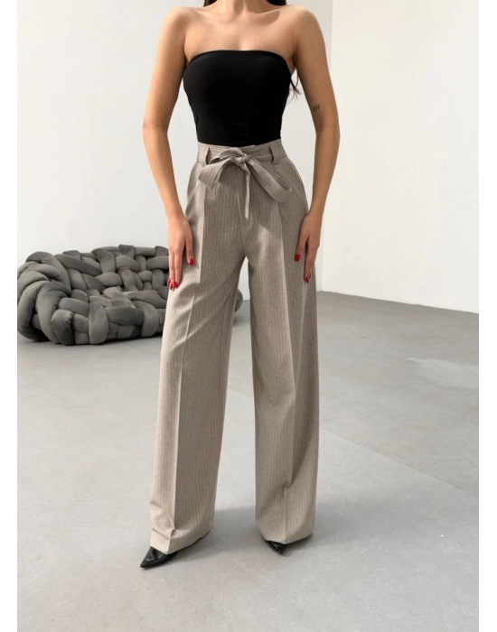 Sante Çi̇zgi̇li̇ Bel Kuşakli Palazzo Pantolon