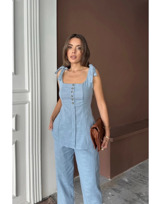 ŞANTUK KETEN YEEK GÖRÜNÜMÜAKII BUZ  PANTOON TK  Mavi