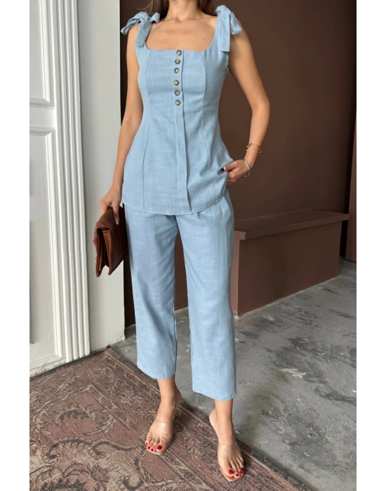 ŞANTUK KETEN YEEK GÖRÜNÜMÜAKII BUZ  PANTOON TK  Mavi