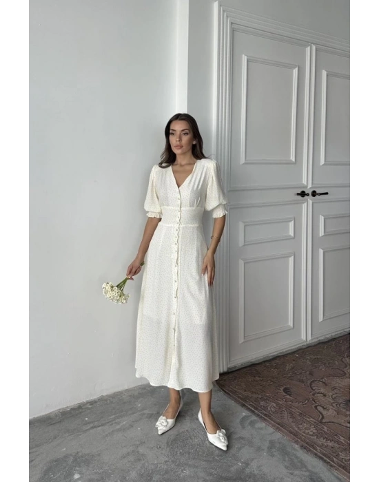 Sarı Arka Ve Bel Ucu Gipeli Elbise