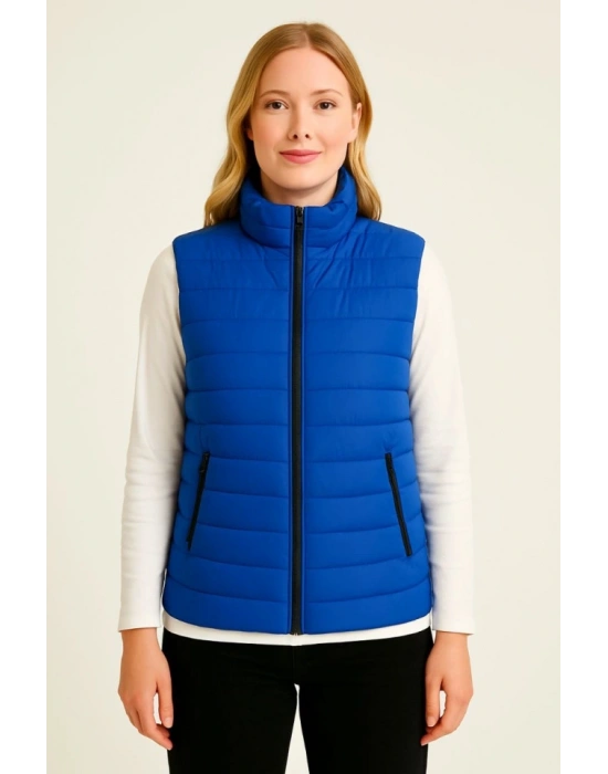 Şişme Fermuarlı Yelek u Itici Kapitone Astarlı Kumaş Cepli Hafif Kışlık por Rahat Kalıp  aks avisi