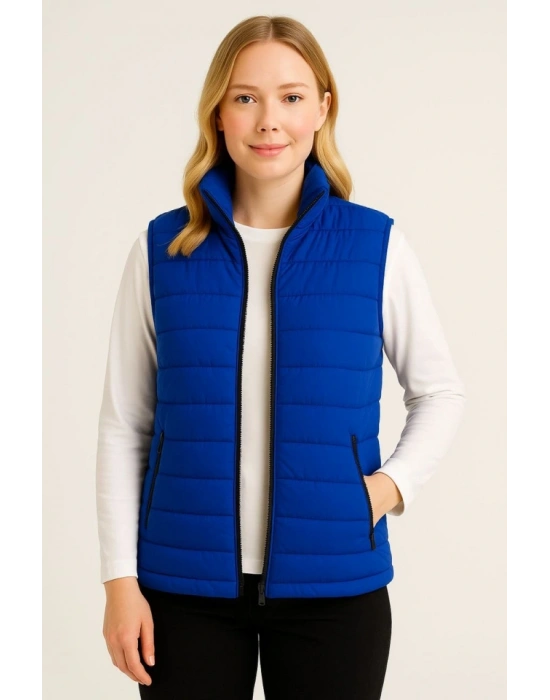 Şişme Fermuarlı Yelek u Itici Kapitone Astarlı Kumaş Cepli Hafif Kışlık por Rahat Kalıp  aks avisi