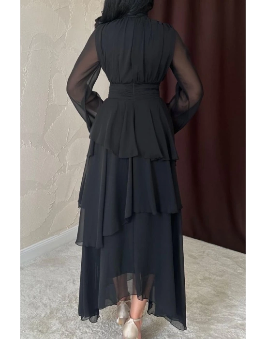 Siyah Bel Detaylı Elbise