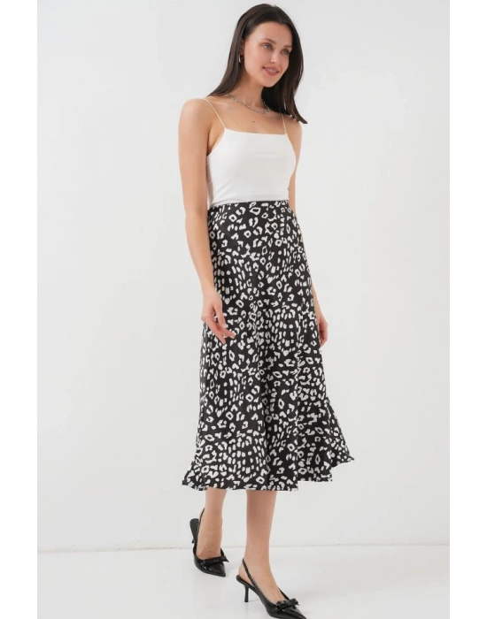 Siyah Beyaz Desenli Saten Etek 15806