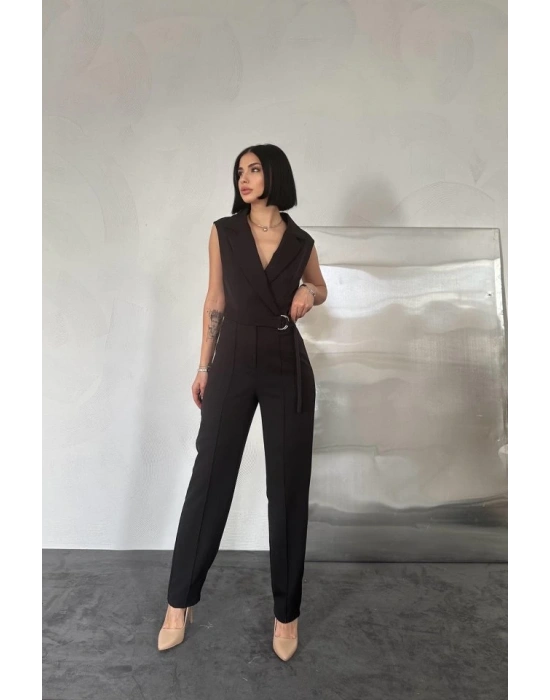 Siyah Sıfır Kol Atlas Tulum