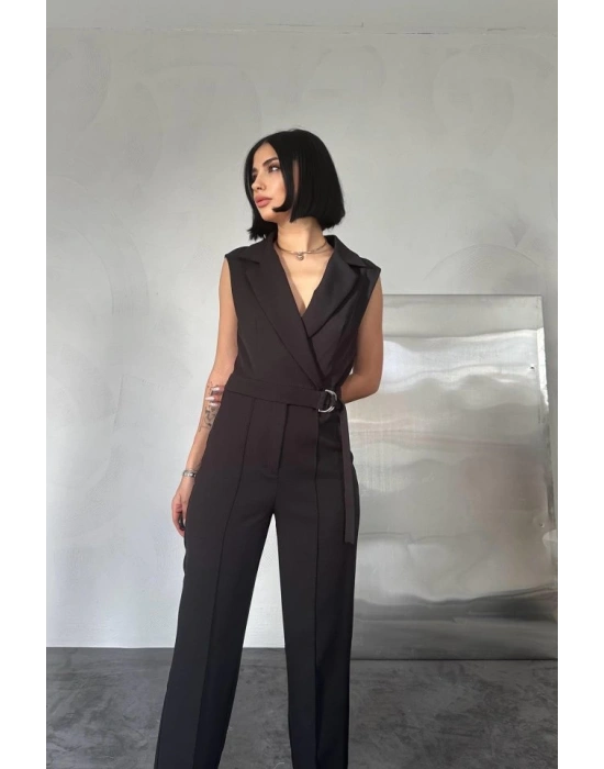 Siyah Sıfır Kol Atlas Tulum