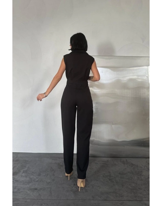 Siyah Sıfır Kol Atlas Tulum