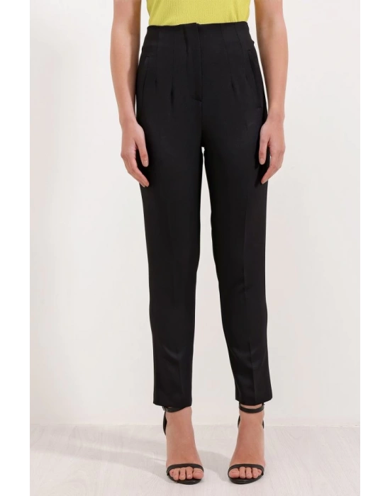 Siyah Yüksek Bel Kumaş Pantolon 6650