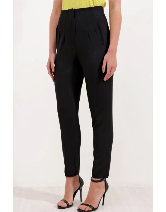 Siyah Yüksek Bel Kumaş Pantolon 6650