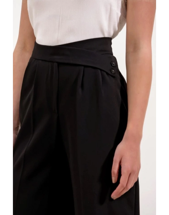 Siyah Yüksek Bel Palazzo Pantolon 6646