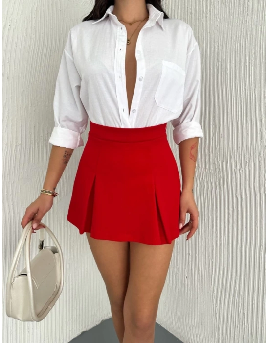 Şortlu Etek  Kırmızı