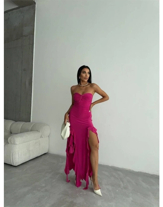 STRABLEZ SANDY ELBİSE YANLARI KATLI  Fuşya
