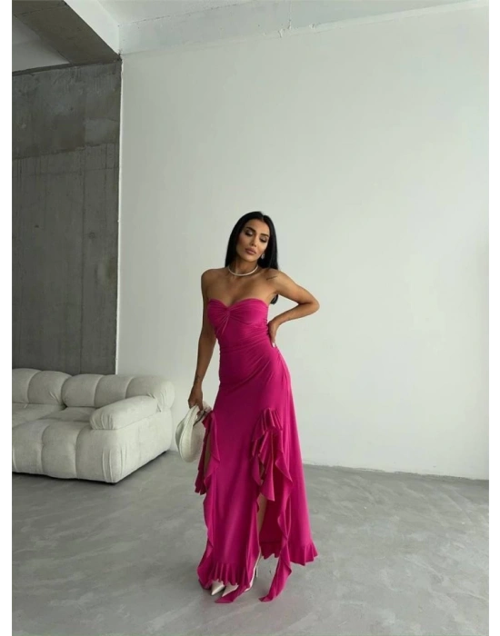 STRABLEZ SANDY ELBİSE YANLARI KATLI  Fuşya