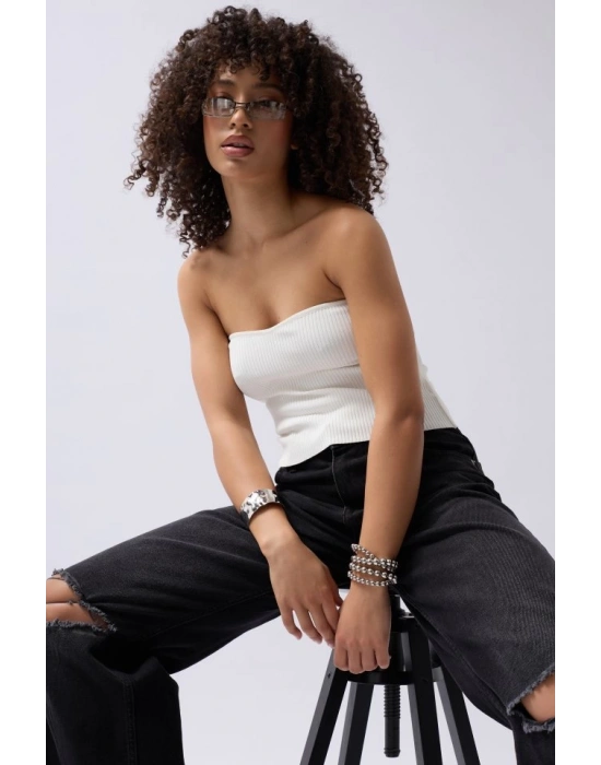 Straplez Dokulu Crop