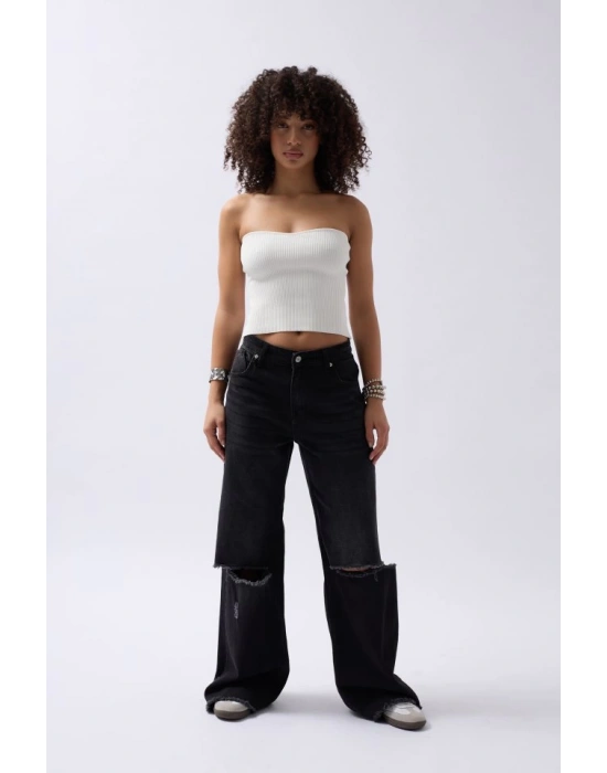 Straplez Dokulu Crop