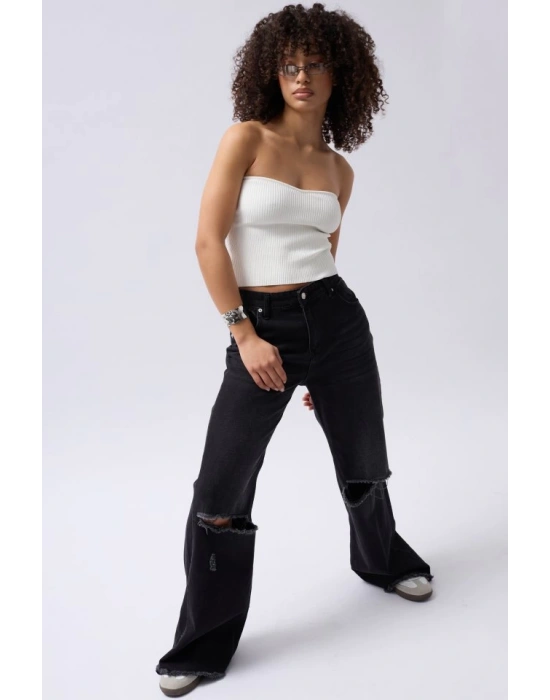 Straplez Dokulu Crop