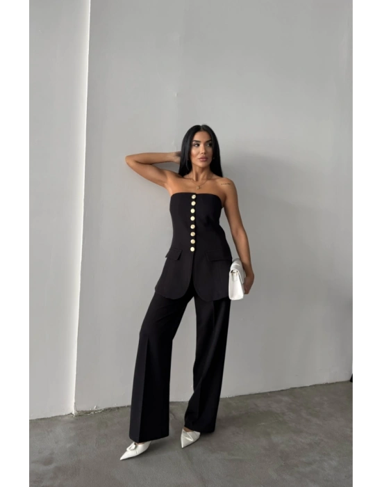 TAARIM GOLD DÜĞMELİ TRABLEZYELEK  iyah