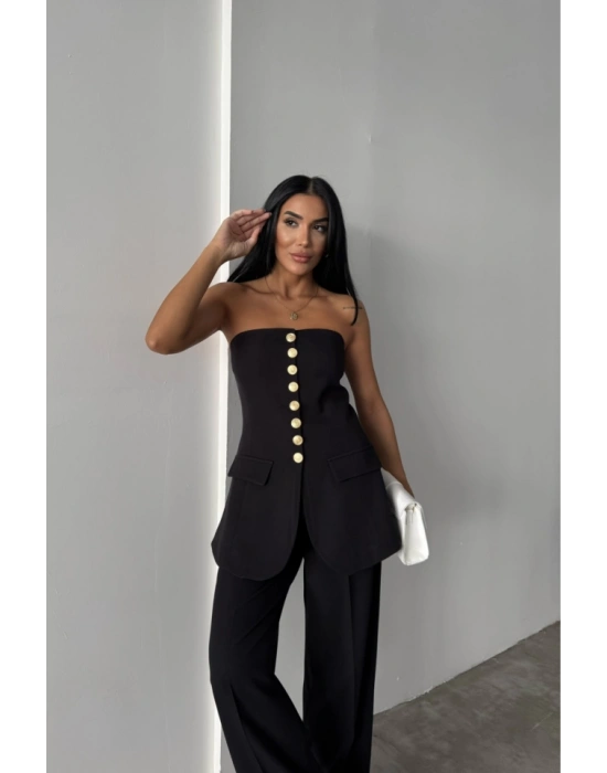 TAARIM GOLD DÜĞMELİ TRABLEZYELEK  iyah