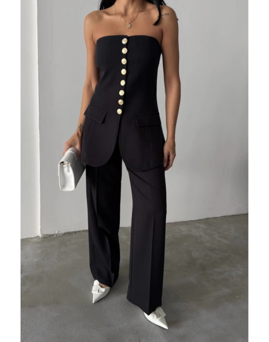 TAARIM GOLD DÜĞMELİ TRABLEZYELEK  iyah