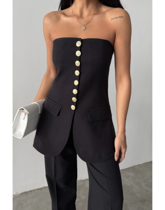 TAARIM GOLD DÜĞMELİ TRABLEZYELEK  iyah