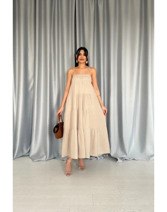 Taş Askılı Parçalı üslin Elbise