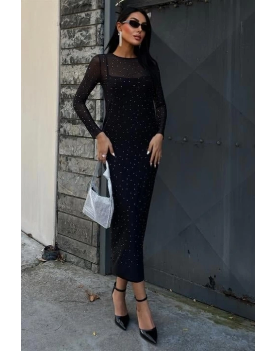 Taş İşlemeli Premium Tül Elbise 2829