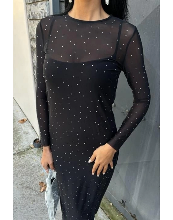 Taş İşlemeli Premium Tül Elbise 2829
