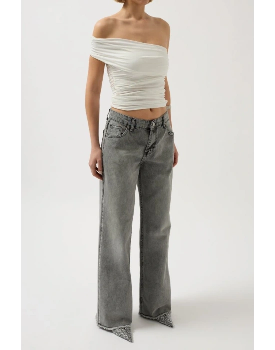 Taş Şerit Detaylı Jean