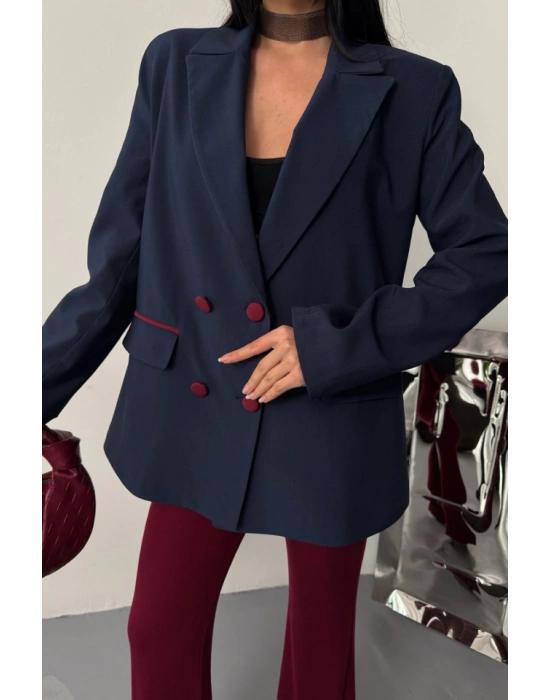 TASARI CEKET KAPLAA DÜĞELİ  Lacivert