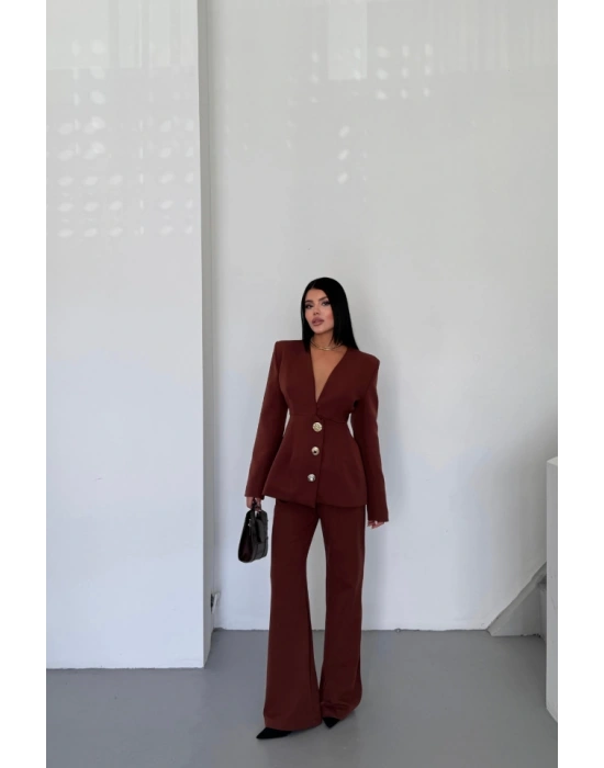 TASARIM CEKETPANTOON TAKIM META DÜĞME DETAYI  Kahverengi