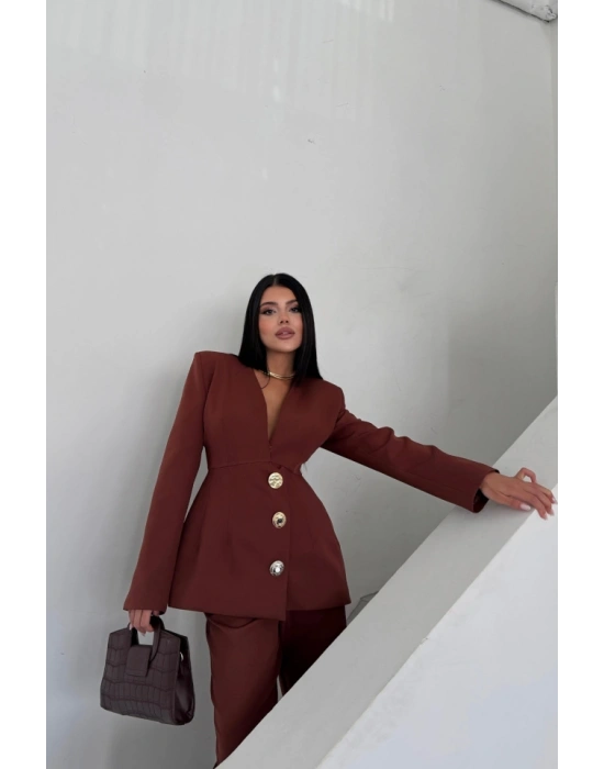 TASARIM CEKETPANTOON TAKIM META DÜĞME DETAYI  Kahverengi