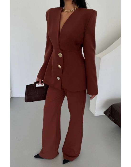 TASARIM CEKETPANTOON TAKIM META DÜĞME DETAYI  Kahverengi