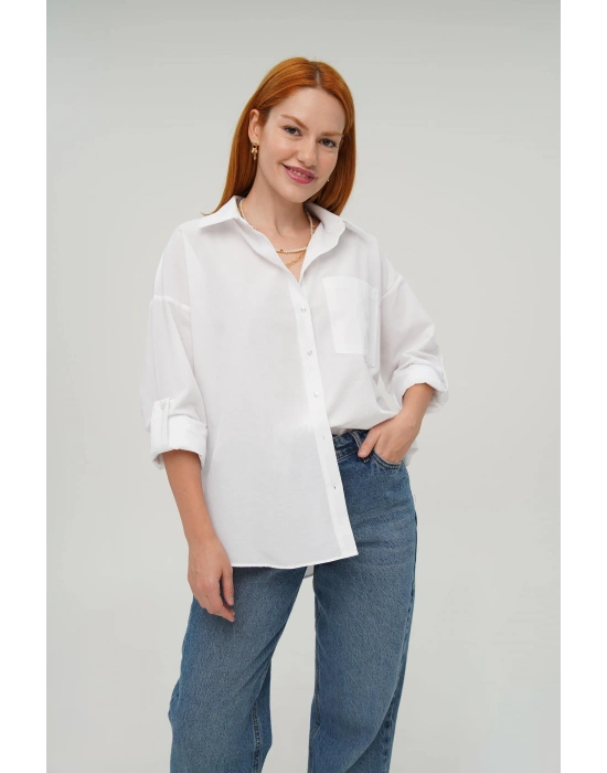 Tek Cepli Ekru Gömlek