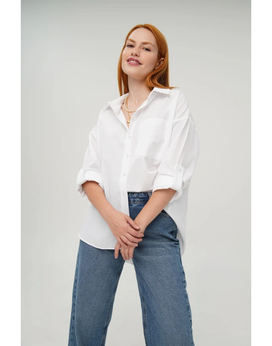 Tek Cepli Ekru Gömlek