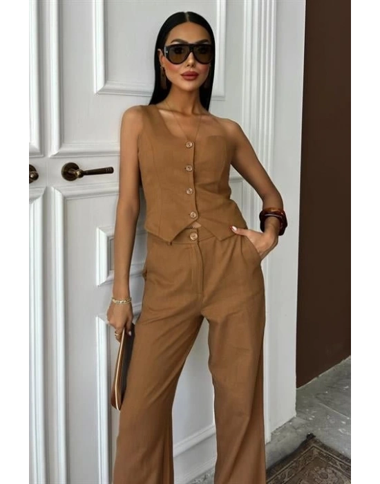 Tek Omuz Büstiyer Plazzo Pantolon Viscon Takım 10159