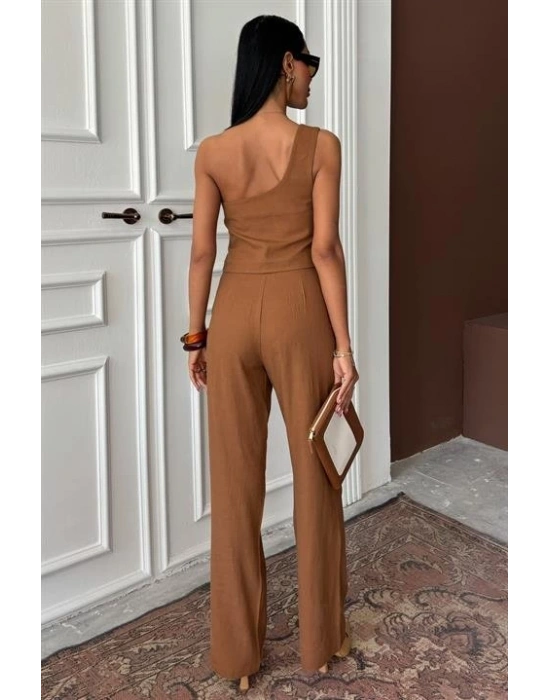 Tek Omuz Büstiyer Plazzo Pantolon Viscon Takım 10159