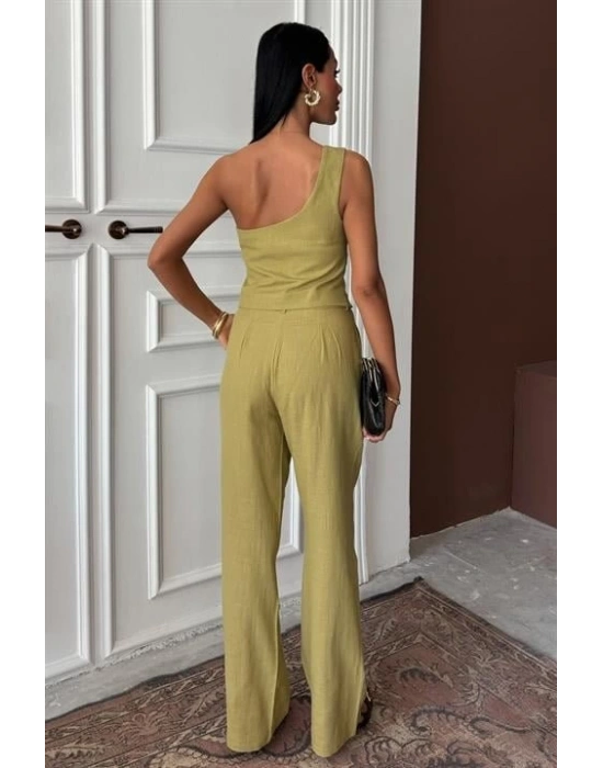 Tek Omuz Büstiyer Plazzo Pantolon Viscon Takım 10159