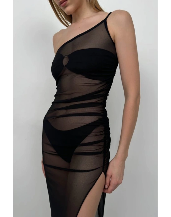 Tek Omuz Yırtmaç Detay Pareo