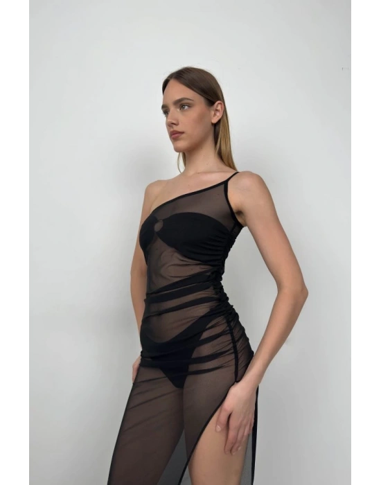 Tek Omuz Yırtmaç Detay Pareo