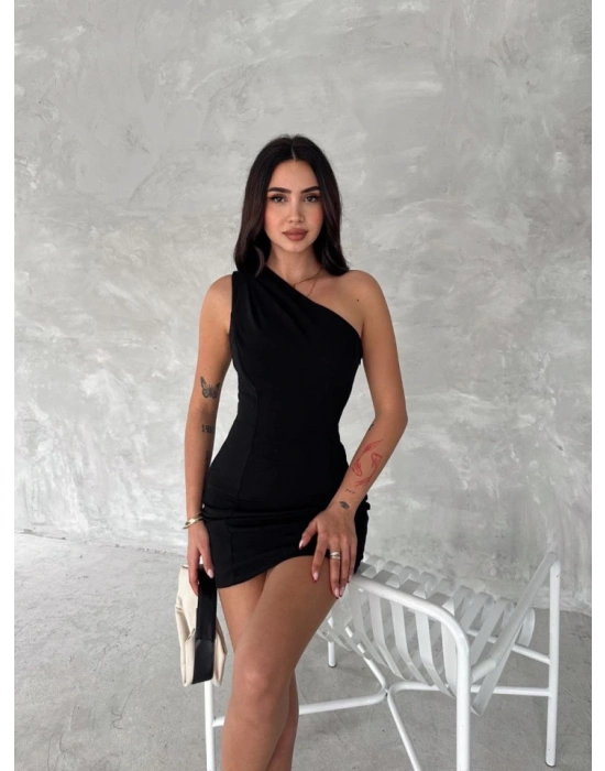 Tek Omuzlu Kolsuz ini Boy Elbise  iyah