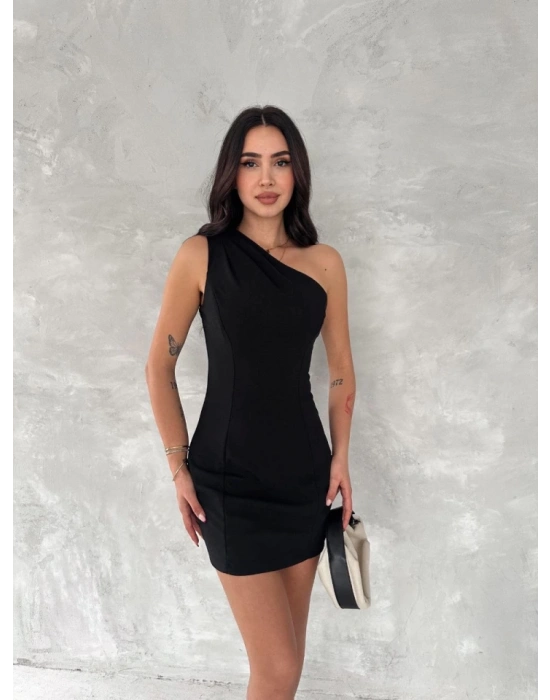 Tek Omuzlu Kolsuz ini Boy Elbise  iyah